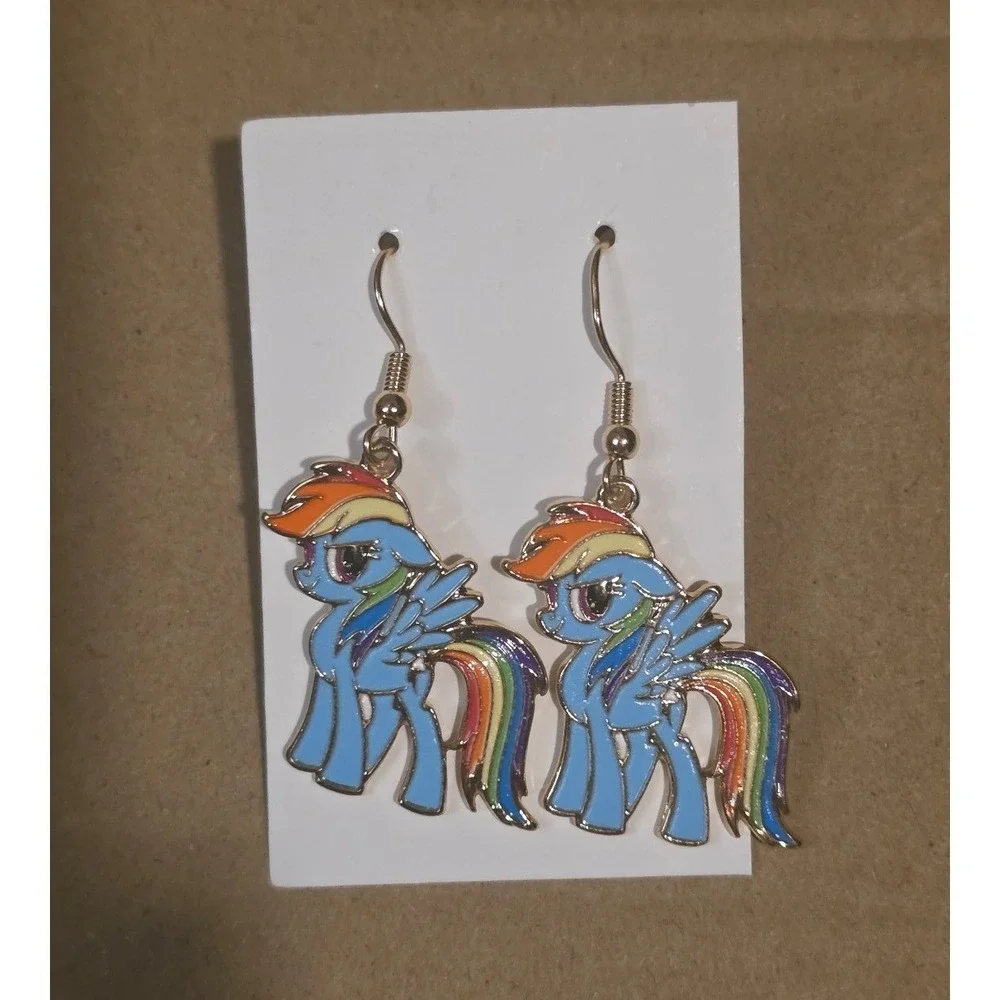 My Little Pony Hook Earrings! Rainbow Dash Enamel Charm Hypo-Allergenic